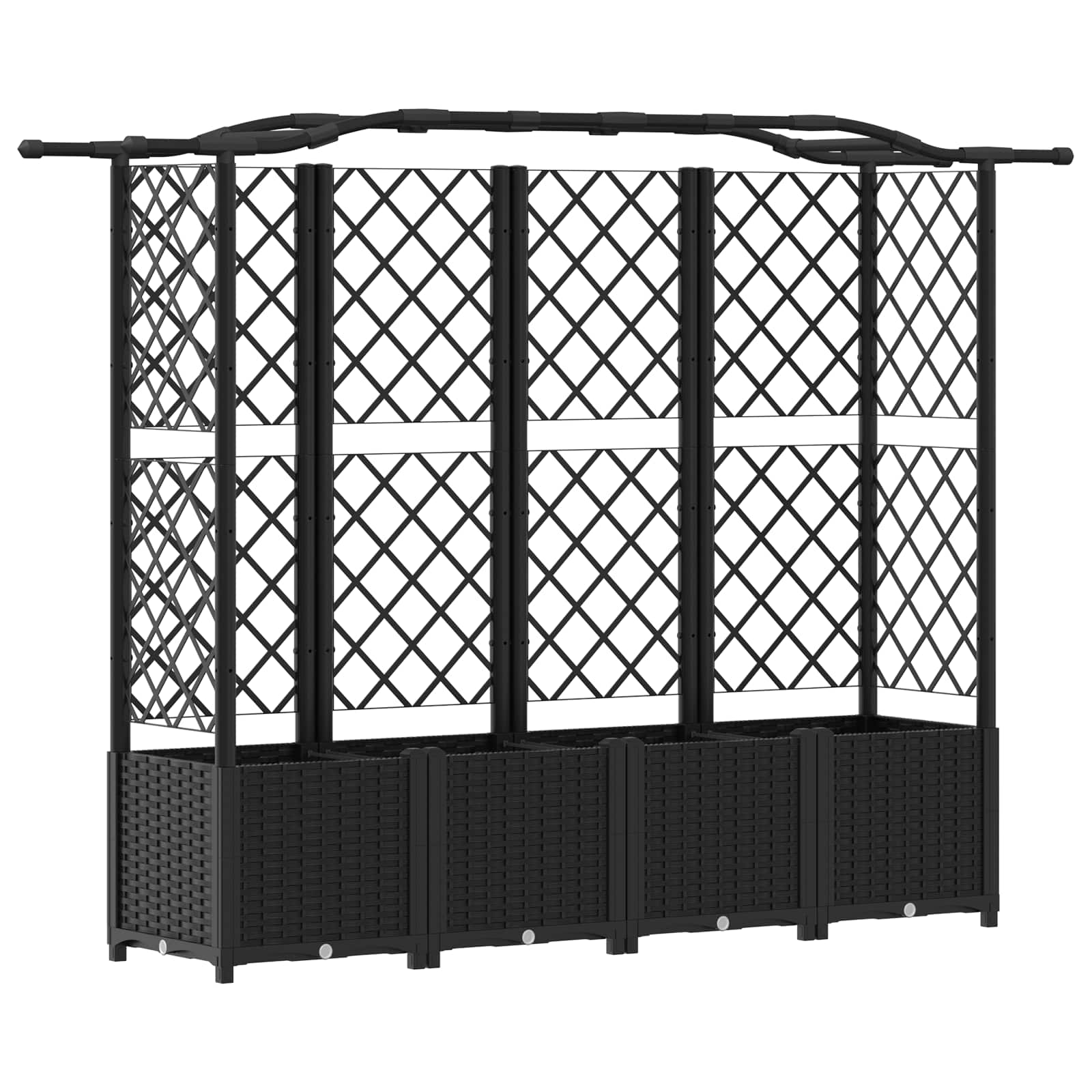 Letto Rialzato con Griglia e Tetto Nero 204 x 40 x 141 cm PP | homemem39