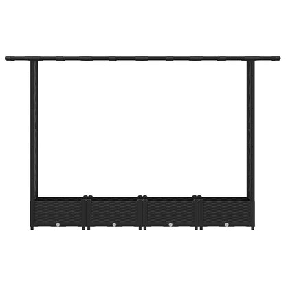 Letto Rialzato con Griglia e Tetto Nero 203 x 40 x 123 cm PP | homemem39