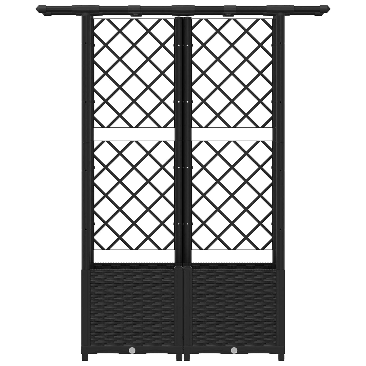 Letto Rialzato con Griglia e Tetto Nero 124,5 x 40 x 138 cm PP | homemem39