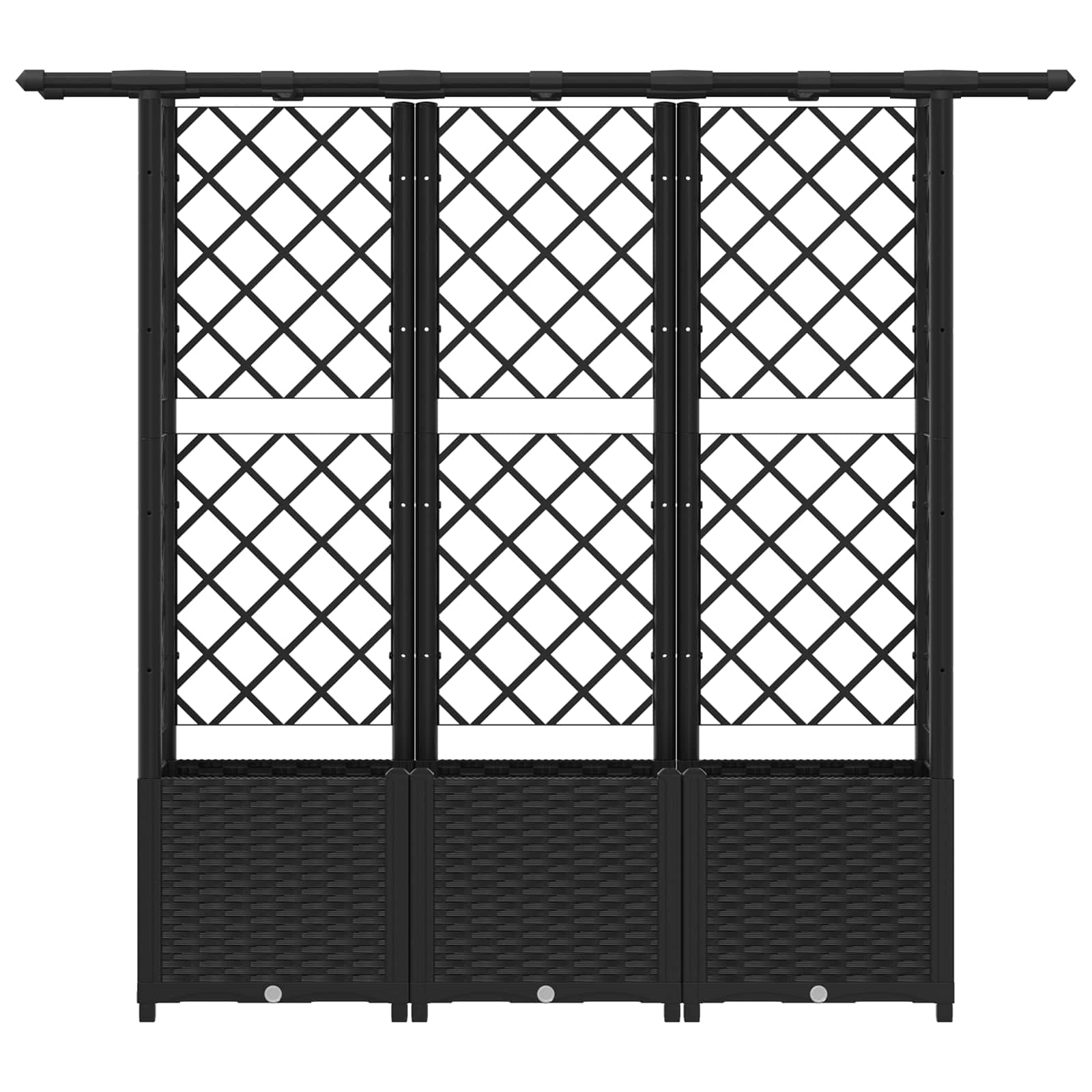 Letto Rialzato con Griglia e Tetto Nero 162,5 x 40 x 138 cm PP | homemem39