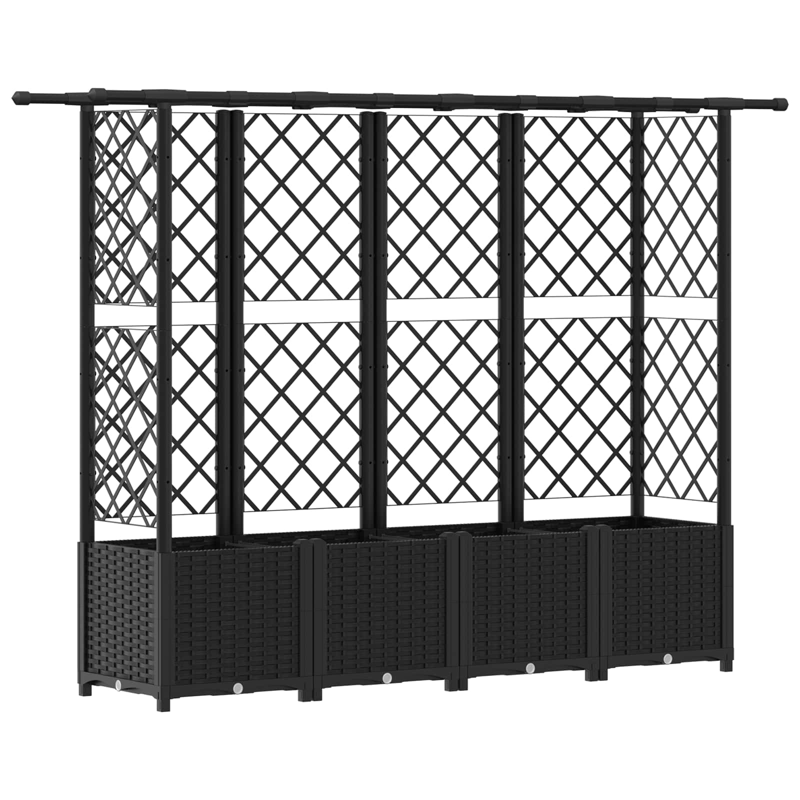 Letto Rialzato con Griglia e Tetto Nero 203 x 40 x 138 cm PP | homemem39