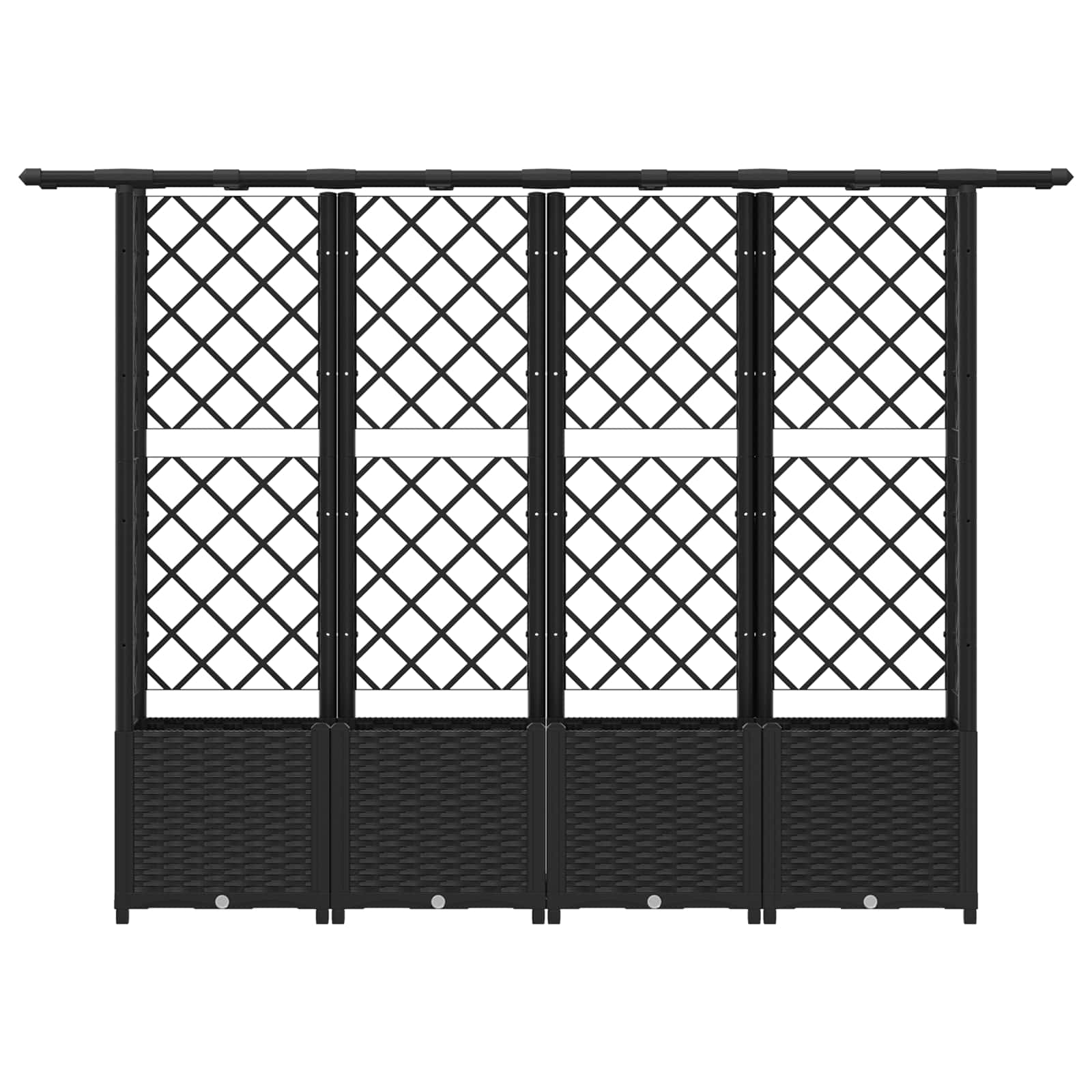 Letto Rialzato con Griglia e Tetto Nero 203 x 40 x 138 cm PP | homemem39