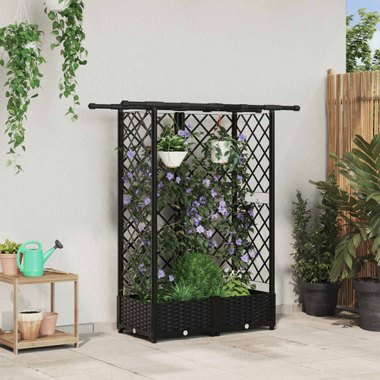 Letto Rialzato con Griglia e Tetto Nero 124 x 40 x 123 cm PP | homemem39