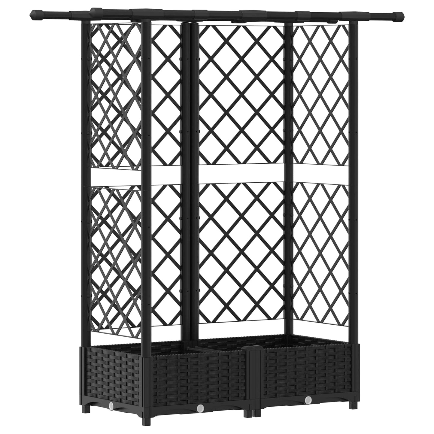 Letto Rialzato con Griglia e Tetto Nero 124 x 40 x 123 cm PP | homemem39