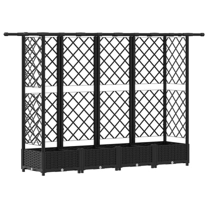 Letto Rialzato con Griglia e Tetto Nero 202,5 x 40 x 123 cm PP | homemem39