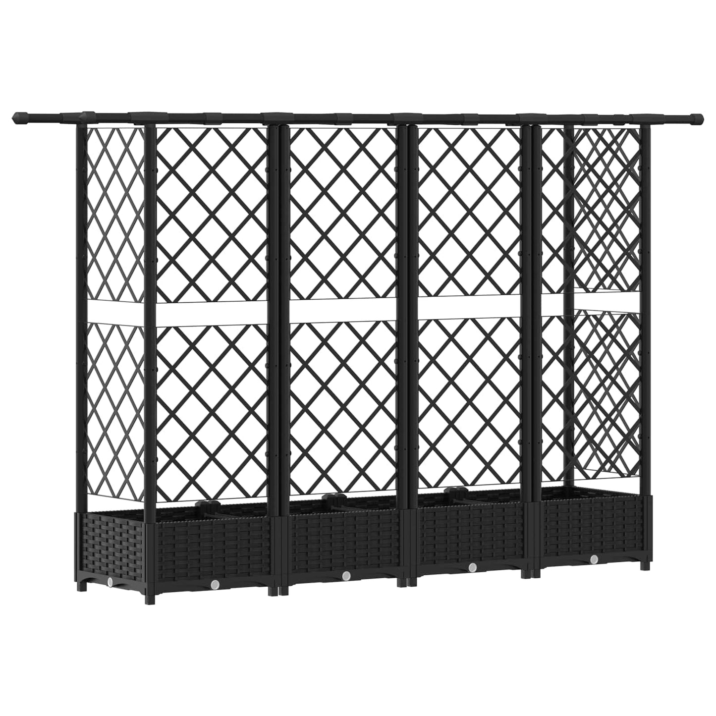 Letto Rialzato con Griglia e Tetto Nero 202,5 x 40 x 123 cm PP | homemem39