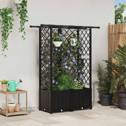 Letto Rialzato con Griglia e Tetto Nero 124 x 40 x 138 cm PP | homemem39