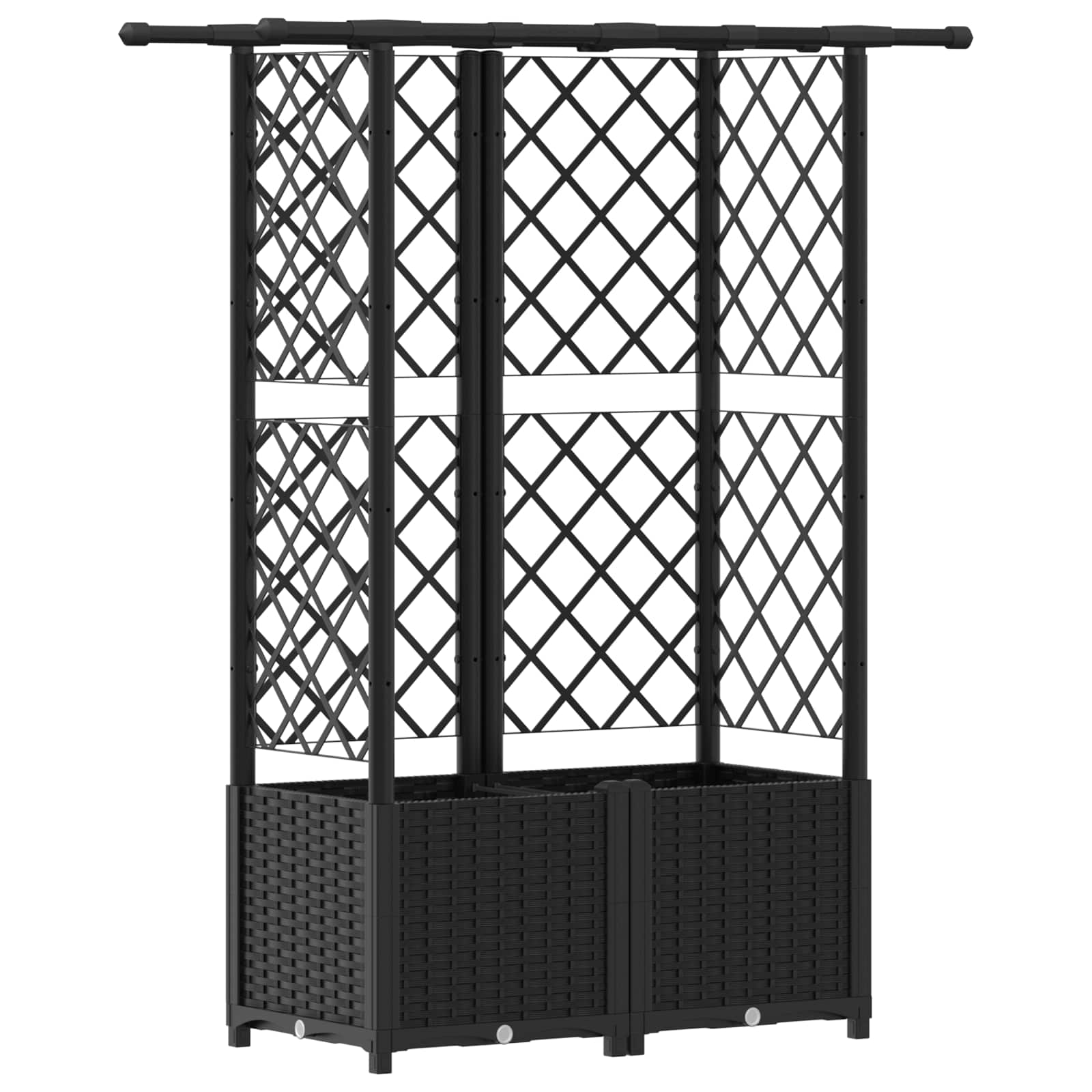 Letto Rialzato con Griglia e Tetto Nero 124 x 40 x 138 cm PP | homemem39