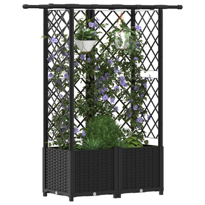 Letto Rialzato con Griglia e Tetto Nero 124 x 40 x 138 cm PP | homemem39