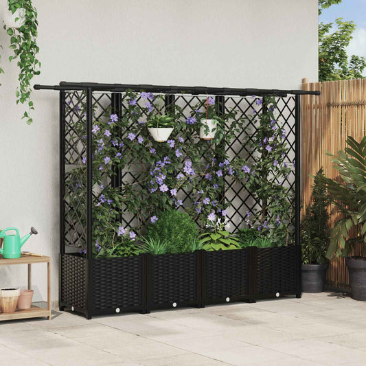 Letto Rialzato con Griglia e Tetto Nero 202 x 40 x 138 cm PP | homemem39