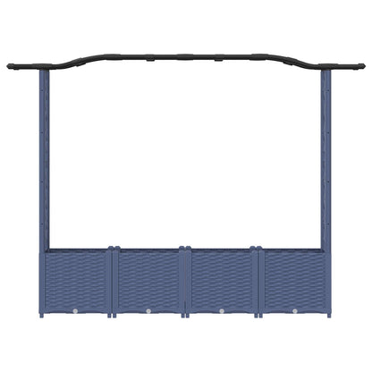 Letto Rialzato con Griglia e Tetto Grigio 204 x 40 x 141 cm PP | homemem39