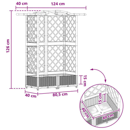 Letto Rialzato con Griglia e Tetto Grigio 124 x 40 x 126 cm PP | homemem39