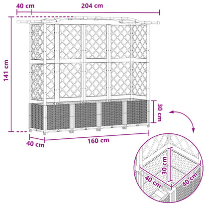 Letto Rialzato con Griglia e Tetto Grigio 204 x 40 x 141 cm PP | homemem39