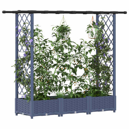 Letto Rialzato con Griglia e Tetto Grigio 164 x 40 x 123 cm PP | homemem39