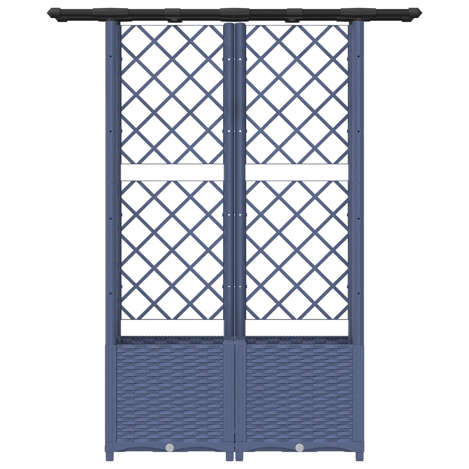 Letto Rialzato con Griglia e Tetto Grigio 124,5 x 40 x 138 cm | homemem39