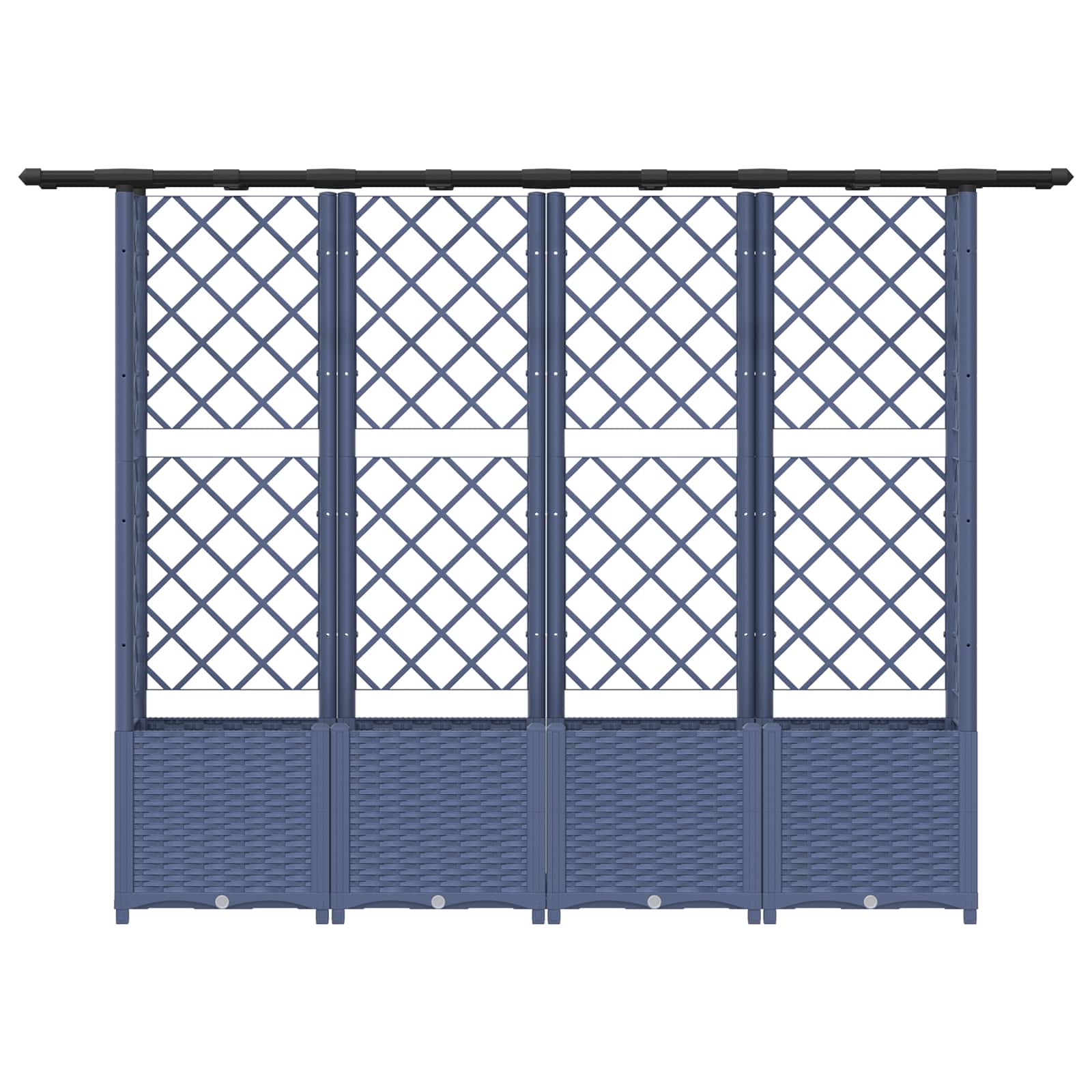 Letto Rialzato con Griglia e Tetto Grigio 203 x 40 x 138 cm PP | homemem39