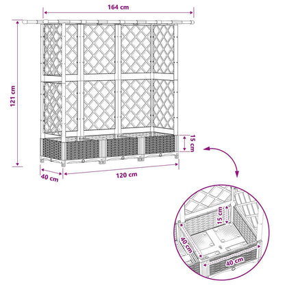 Letto Rialzato con Griglia e Tetto Grigio 164 x 40 x 123 cm PP | homemem39