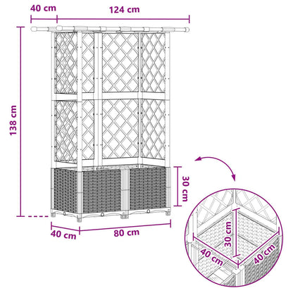 Letto Rialzato con Griglia e Tetto Grigio 124 x 40 x 138 cm PP | homemem39
