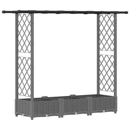 Letto Rialzato con Griglia e Tetto Grigio chiaro PP | homemem39