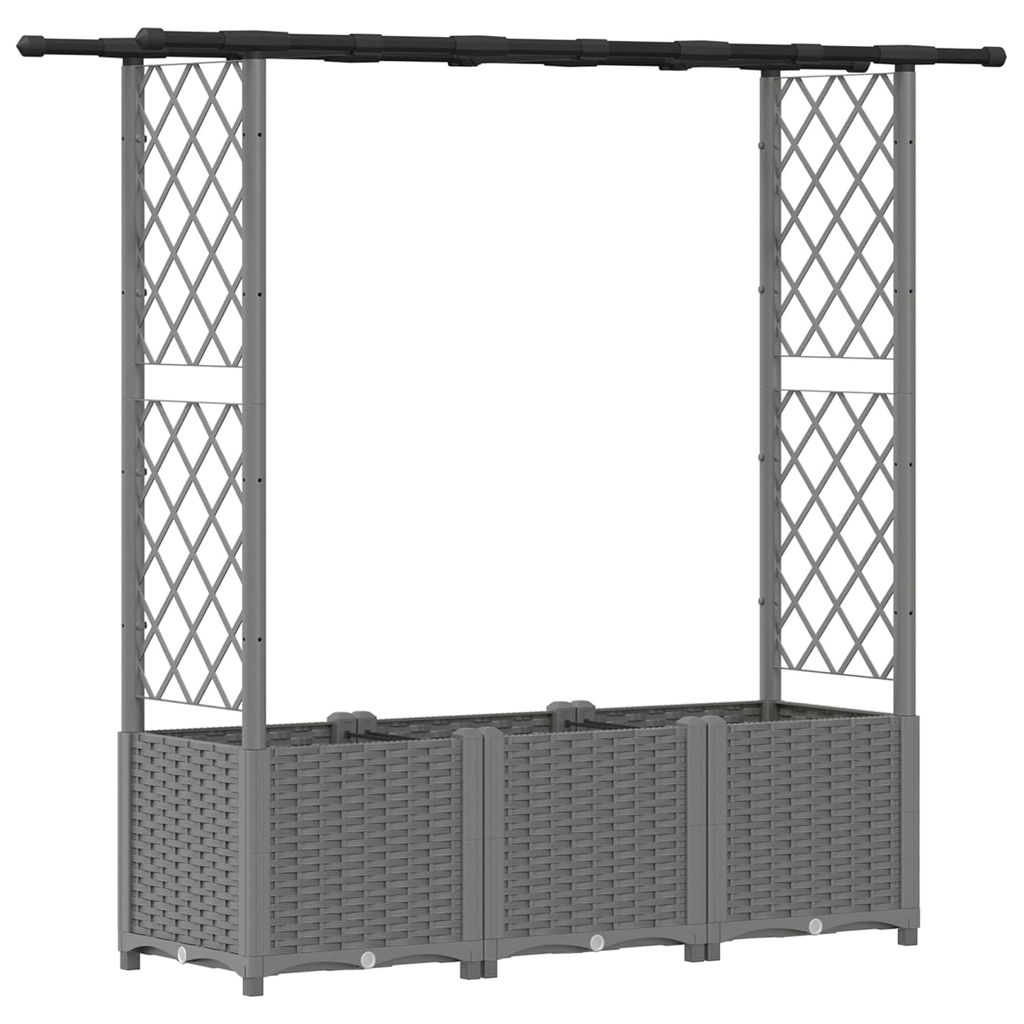 Letto Rialzato con Griglia e Tetto Grigio Chiaro PP | homemem39