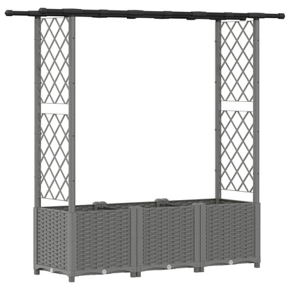 Letto Rialzato con Griglia e Tetto Grigio Chiaro PP | homemem39
