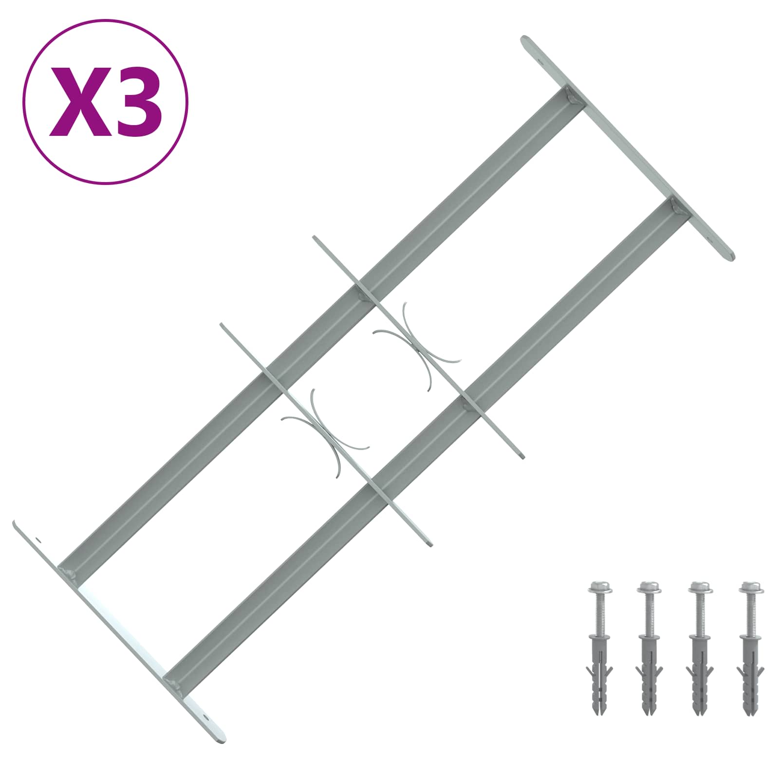 Griglia di Sicurezza per Finestre con 2 Traverse 3 pcs | homemem39