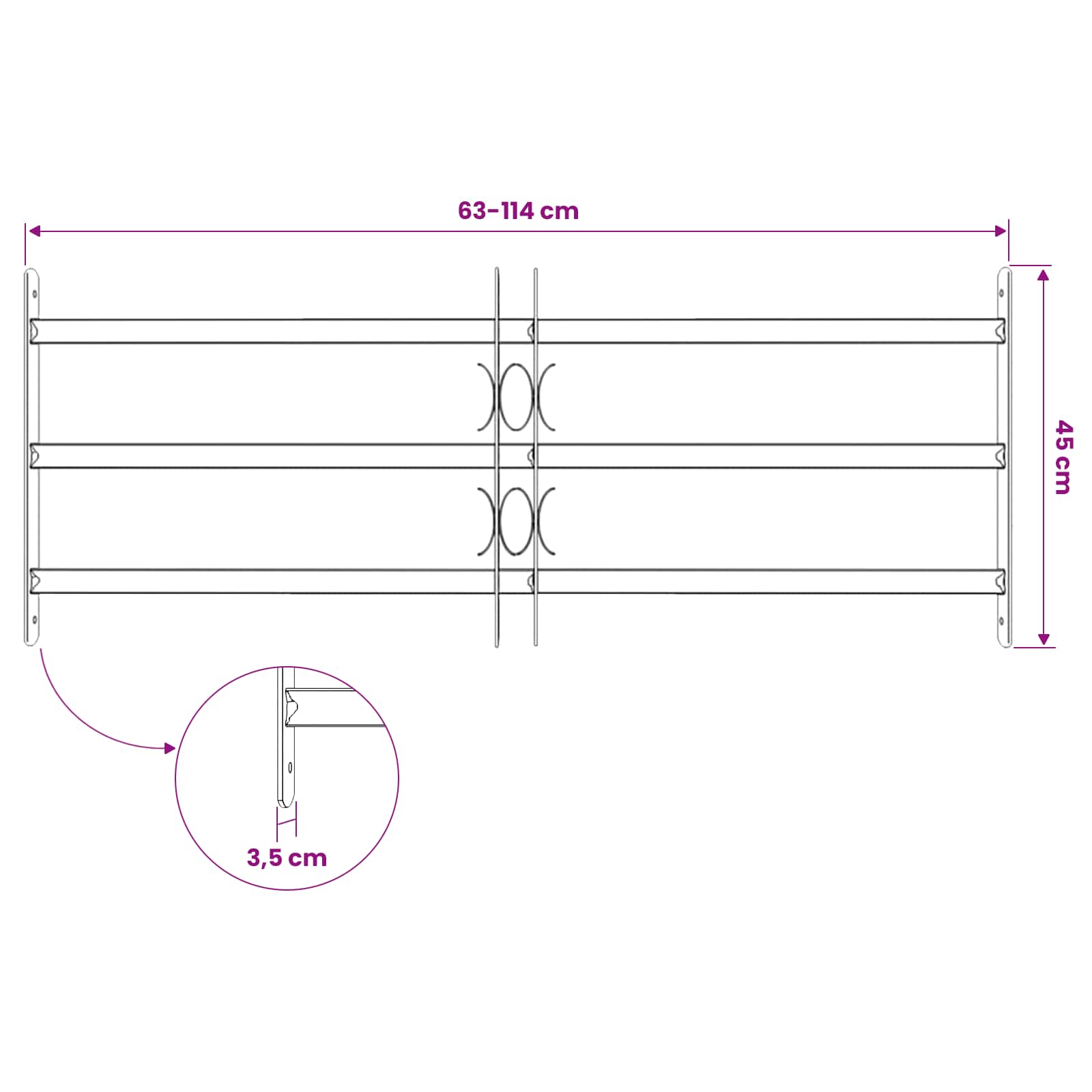 Griglia di Sicurezza per Finestra con 3 Traversine 3 pcs | homemem39