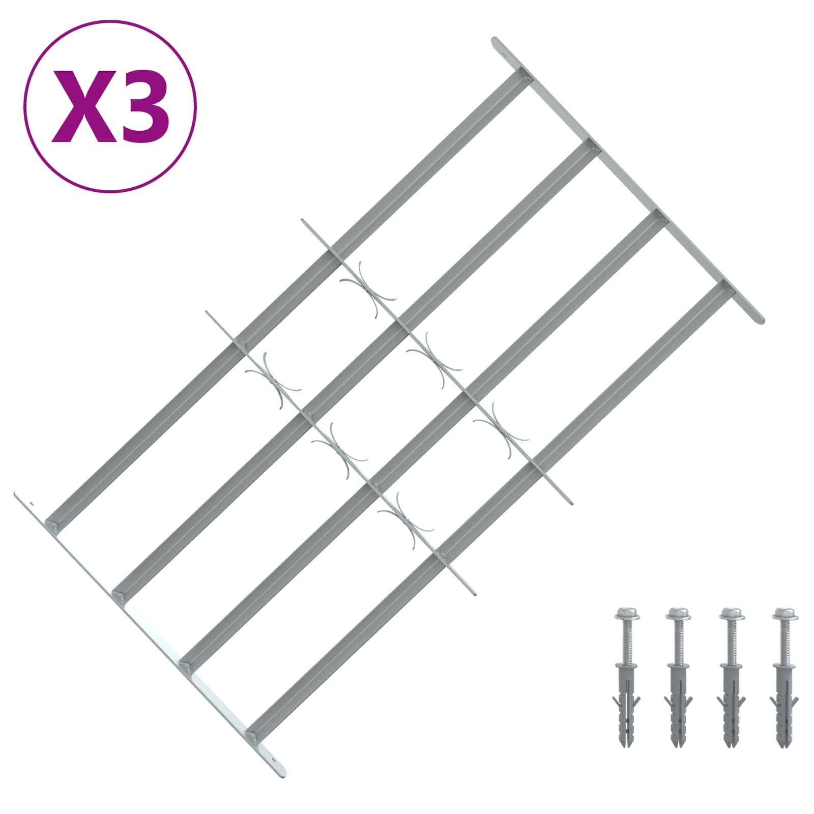 Griglia di sicurezza per finestre con 4 barre trasversali 3 pcs | homemem39