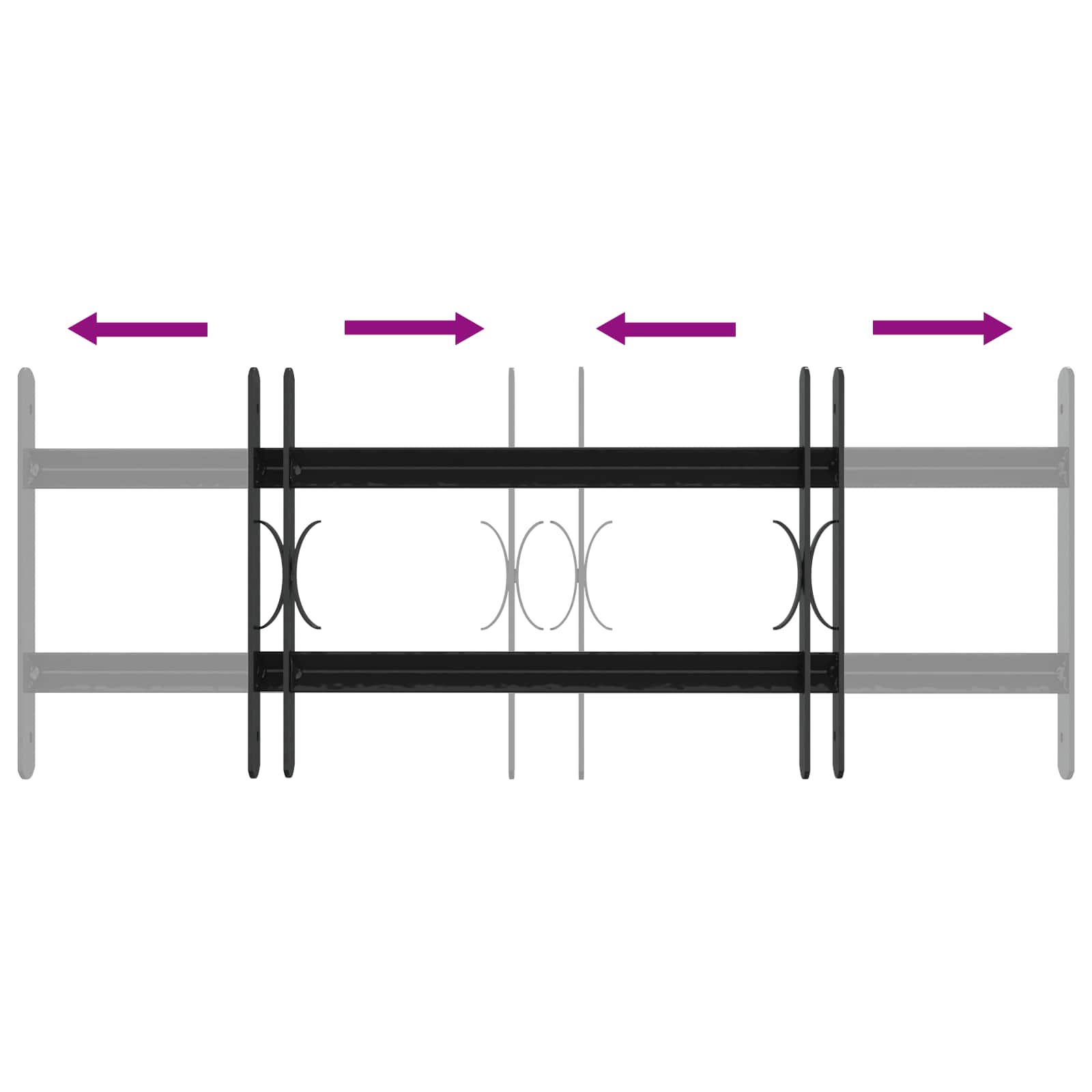 Griglia di Sicurezza per Finestre con 2 Traverse 3 pcs 43-74 cm | homemem39