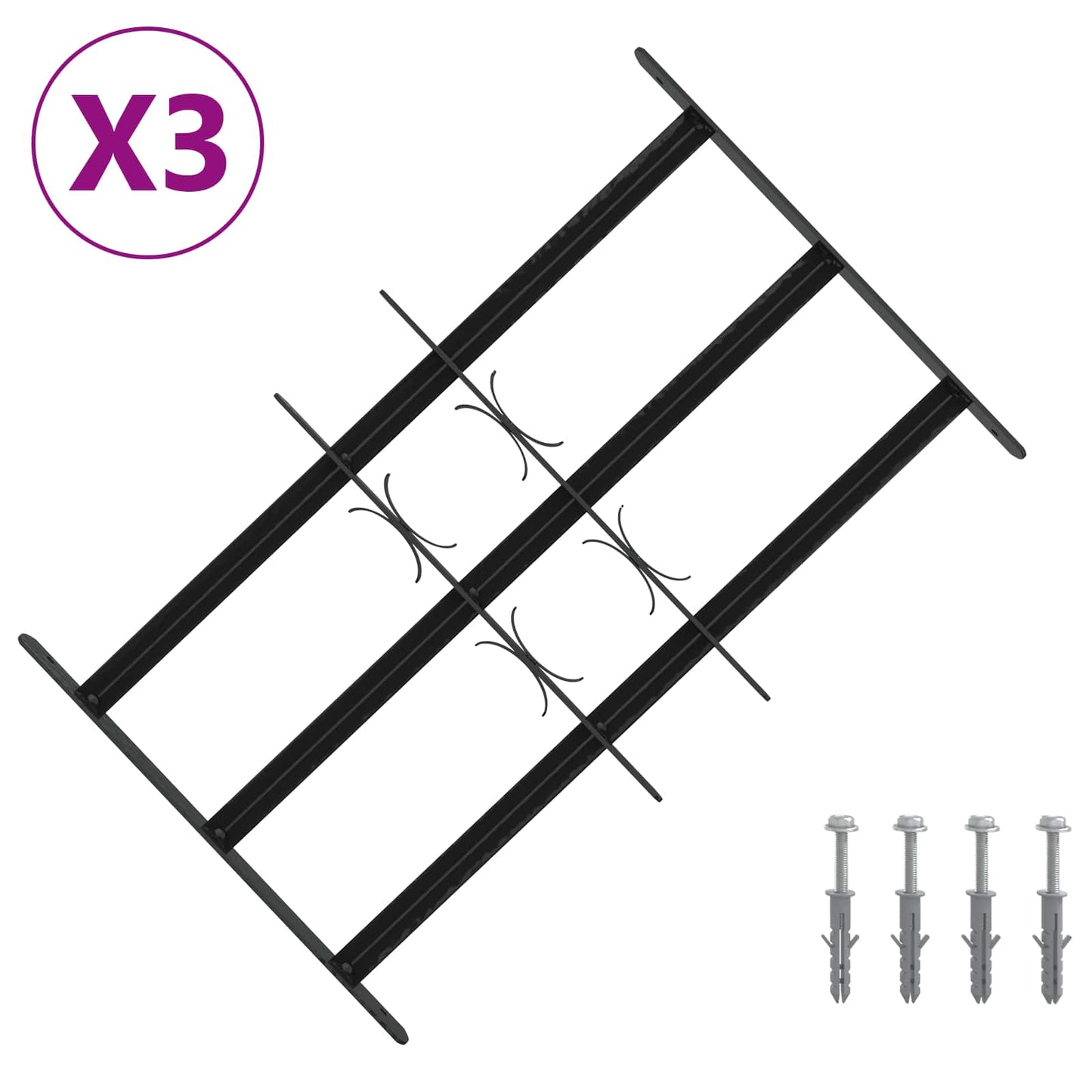 Griglia di Sicurezza per Finestra con 3 Traversine 3 pcs | homemem39