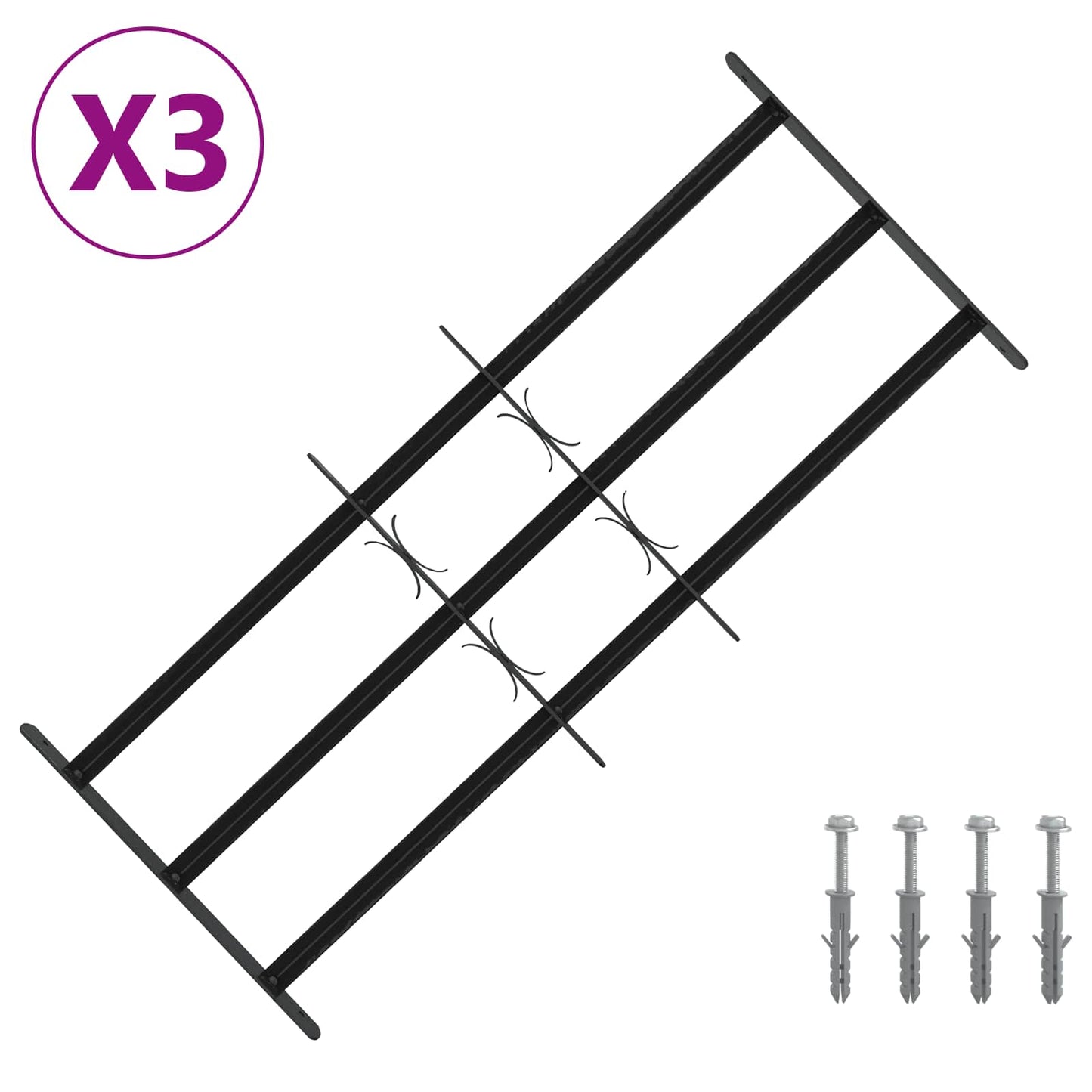 Griglia di Sicurezza per Finestra con 3 Traversine 3 pcs | homemem39