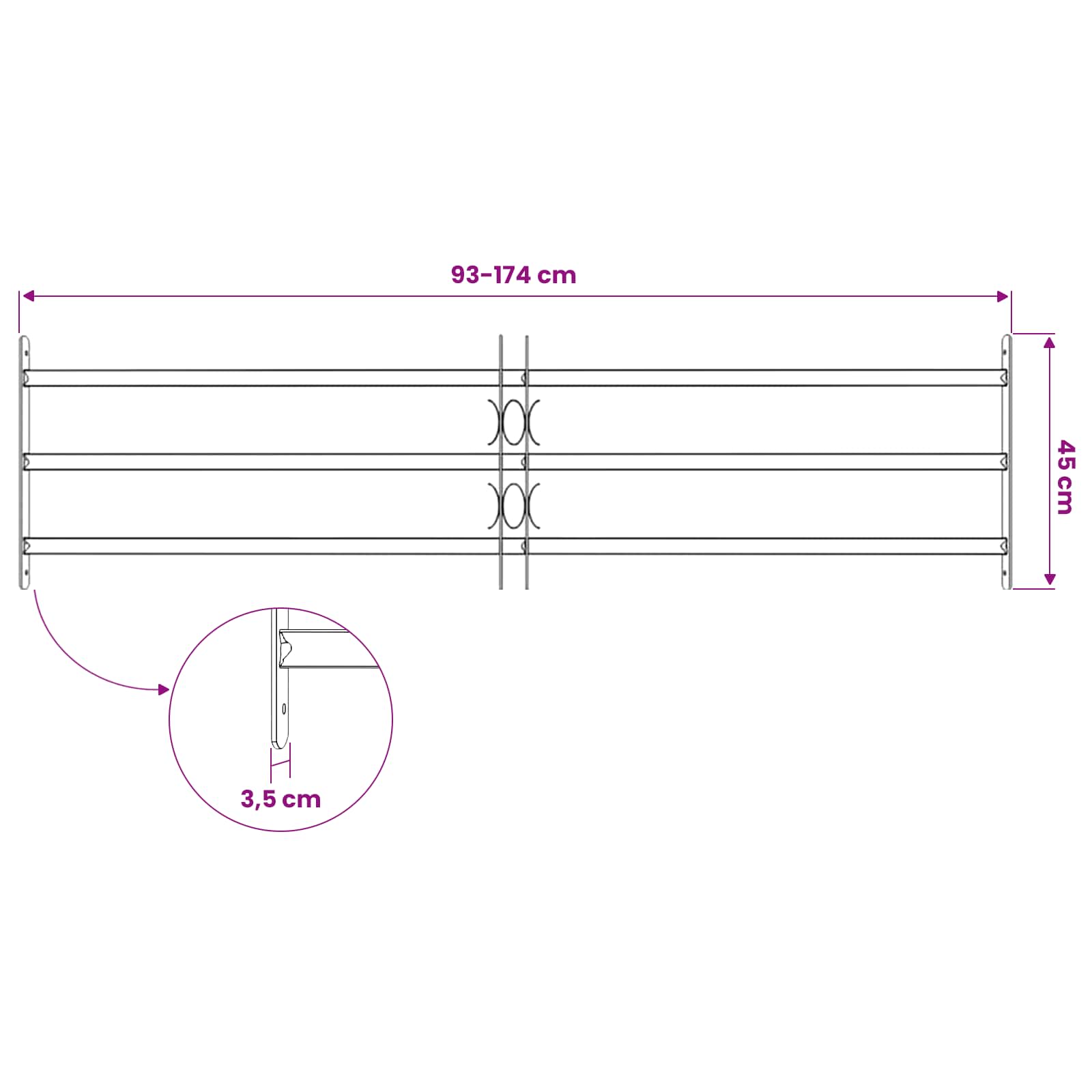 Griglia di Sicurezza per Finestra con 3 Traversine 3 pcs | homemem39