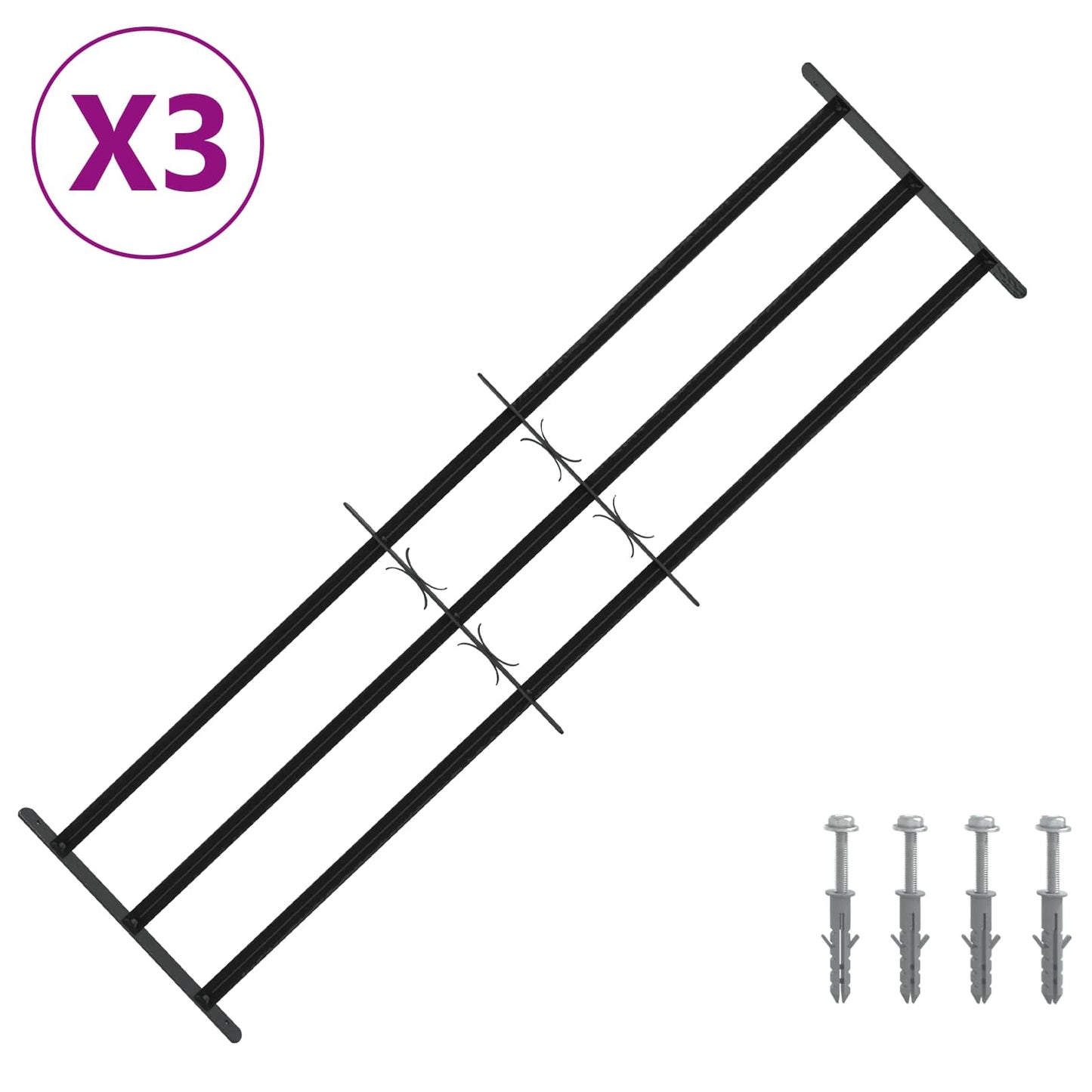 Griglia di Sicurezza per Finestra con 3 Traversine 3 pcs | homemem39