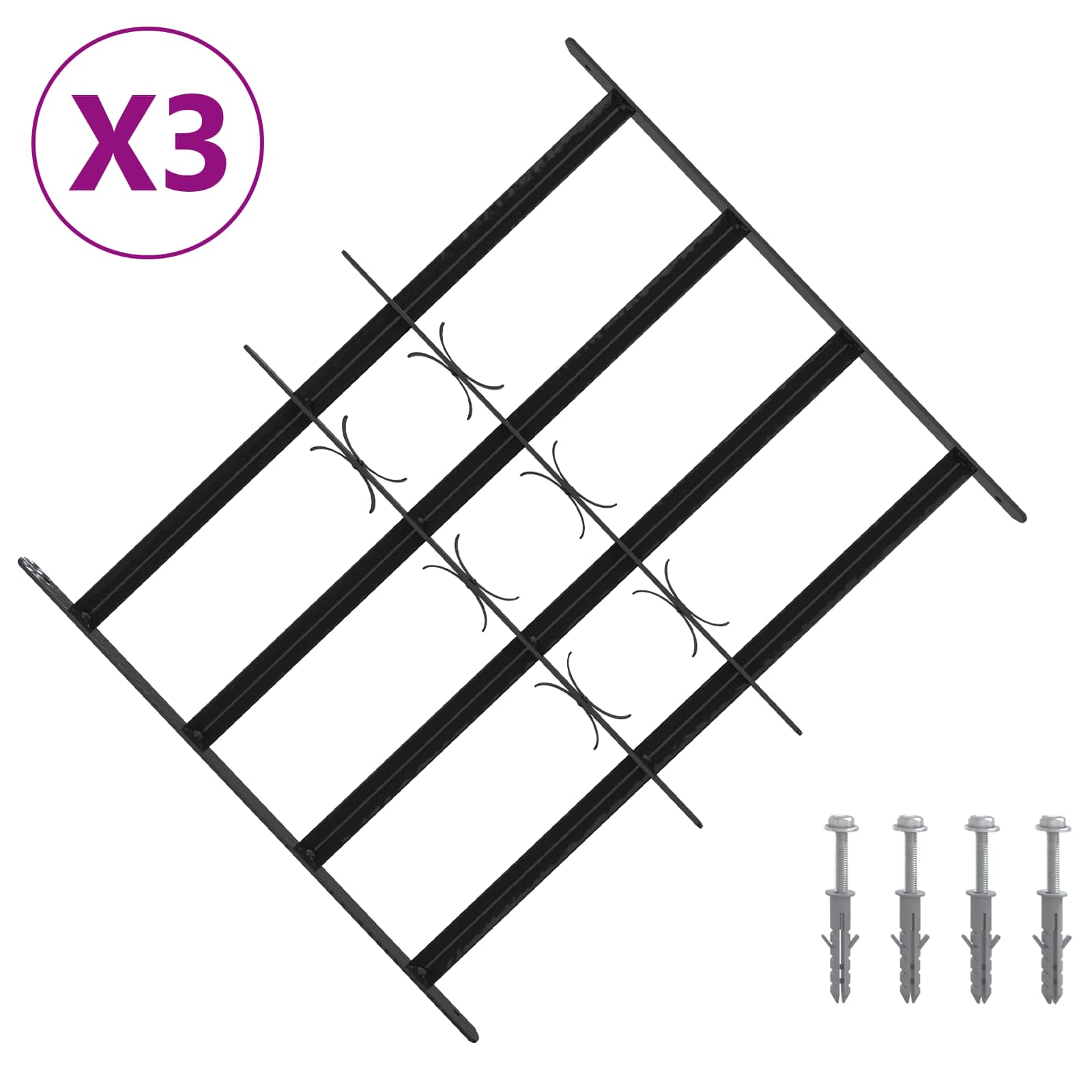 Griglia di sicurezza per finestre con 4 barre trasversali 3 pcs | homemem39