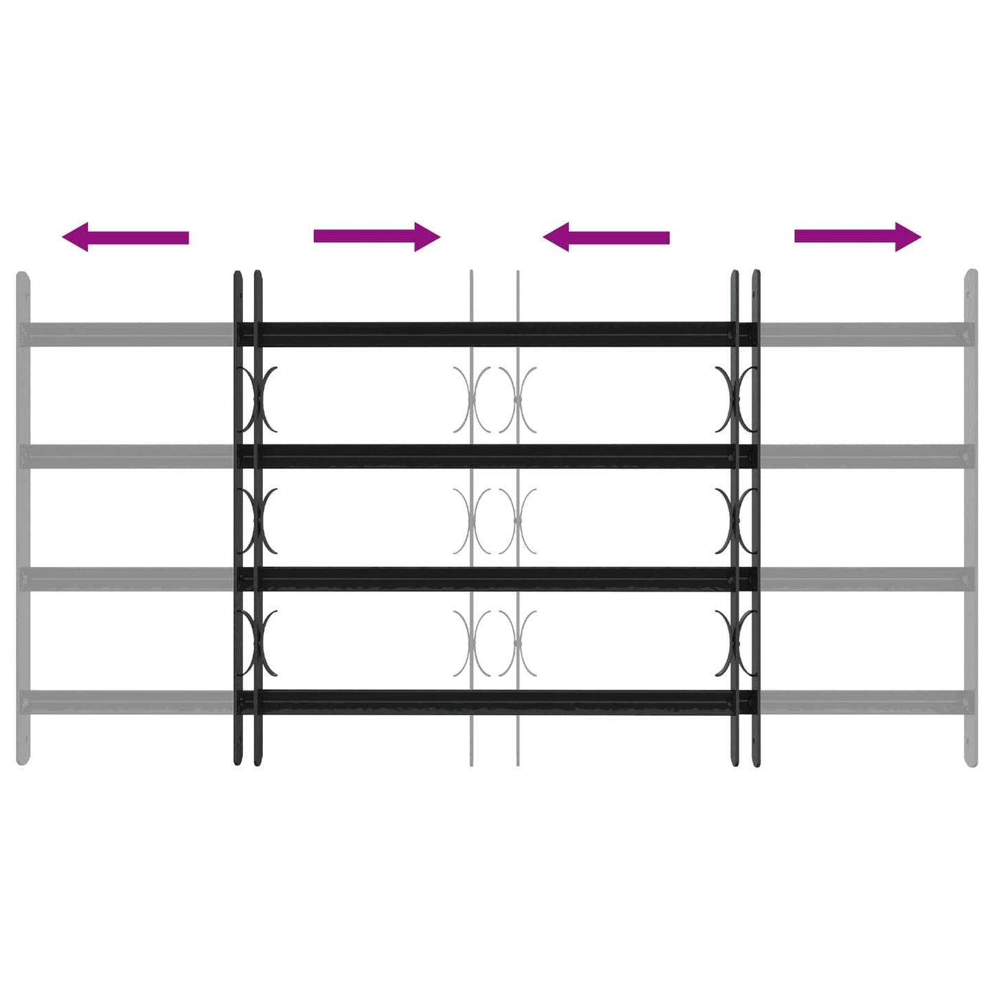 Griglia di sicurezza per finestre con 4 barre trasversali 3 pcs | homemem39