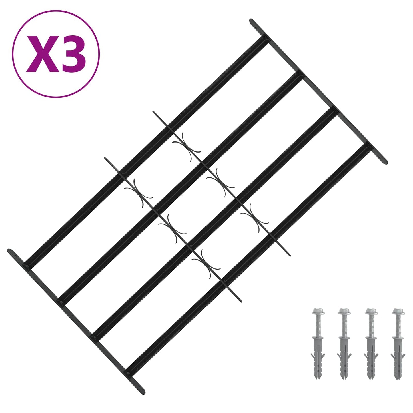 Griglia di sicurezza per finestre con 4 barre trasversali 3 pcs | homemem39