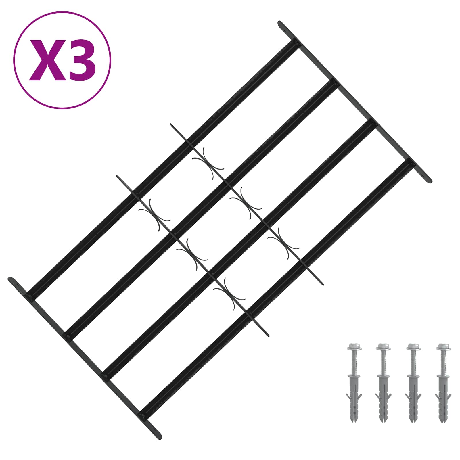 Griglia di sicurezza per finestre con 4 barre trasversali 3 pcs | homemem39