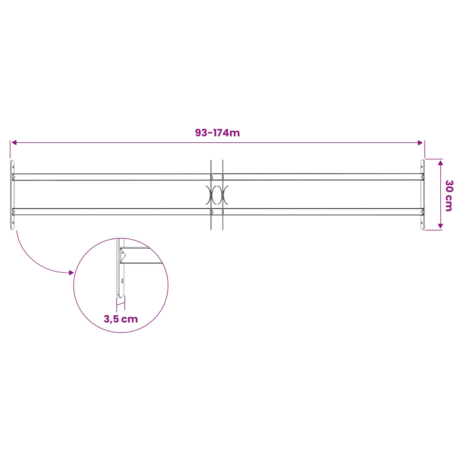 Griglia di Sicurezza per Finestre con 2 Traverse 93-174 cm | homemem39