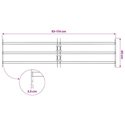 Griglia di Sicurezza per Finestra con 3 Traversine 93-174 cm | homemem39