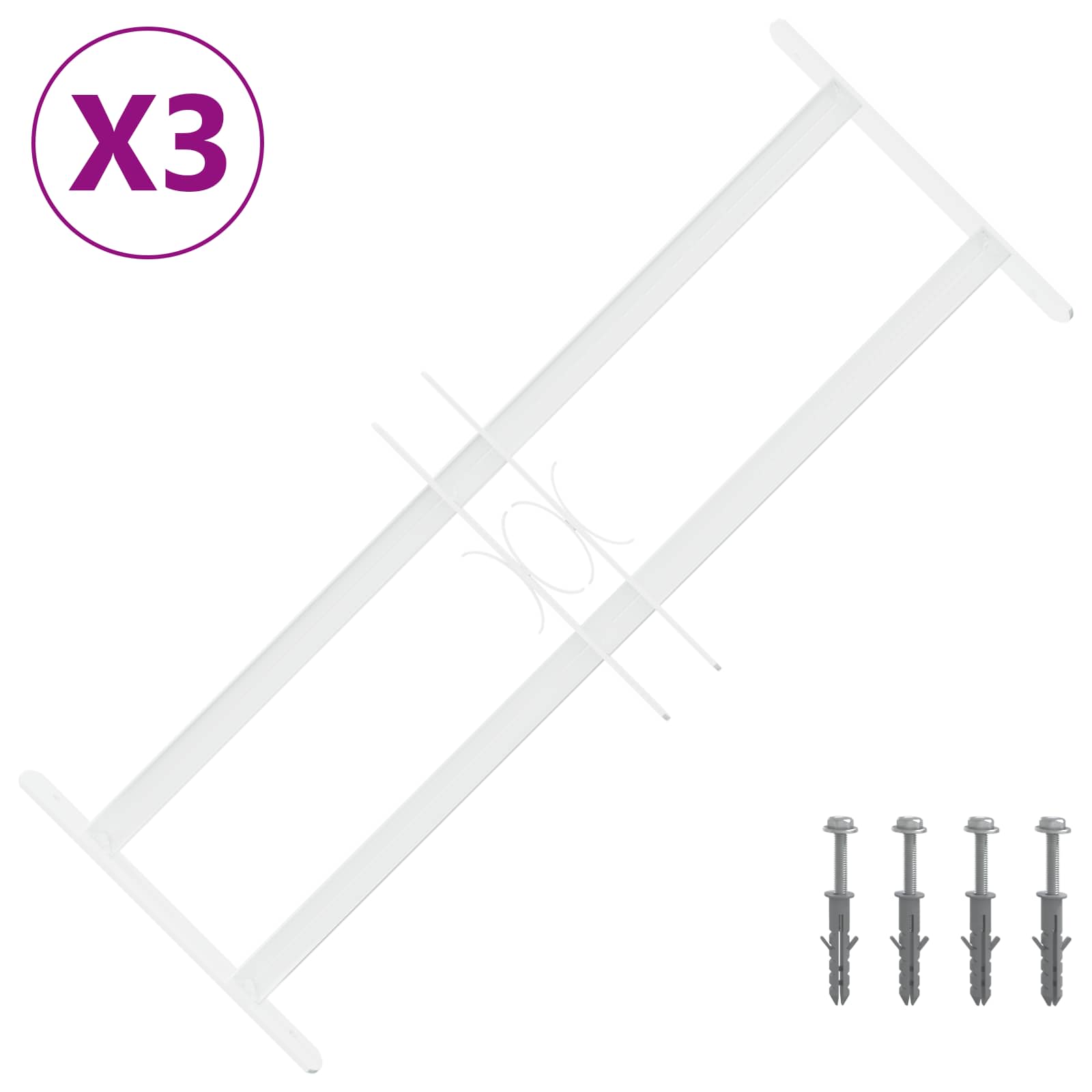 Griglia di Sicurezza per Finestre con 2 Traverse 3 pcs 43-74 cm | homemem39