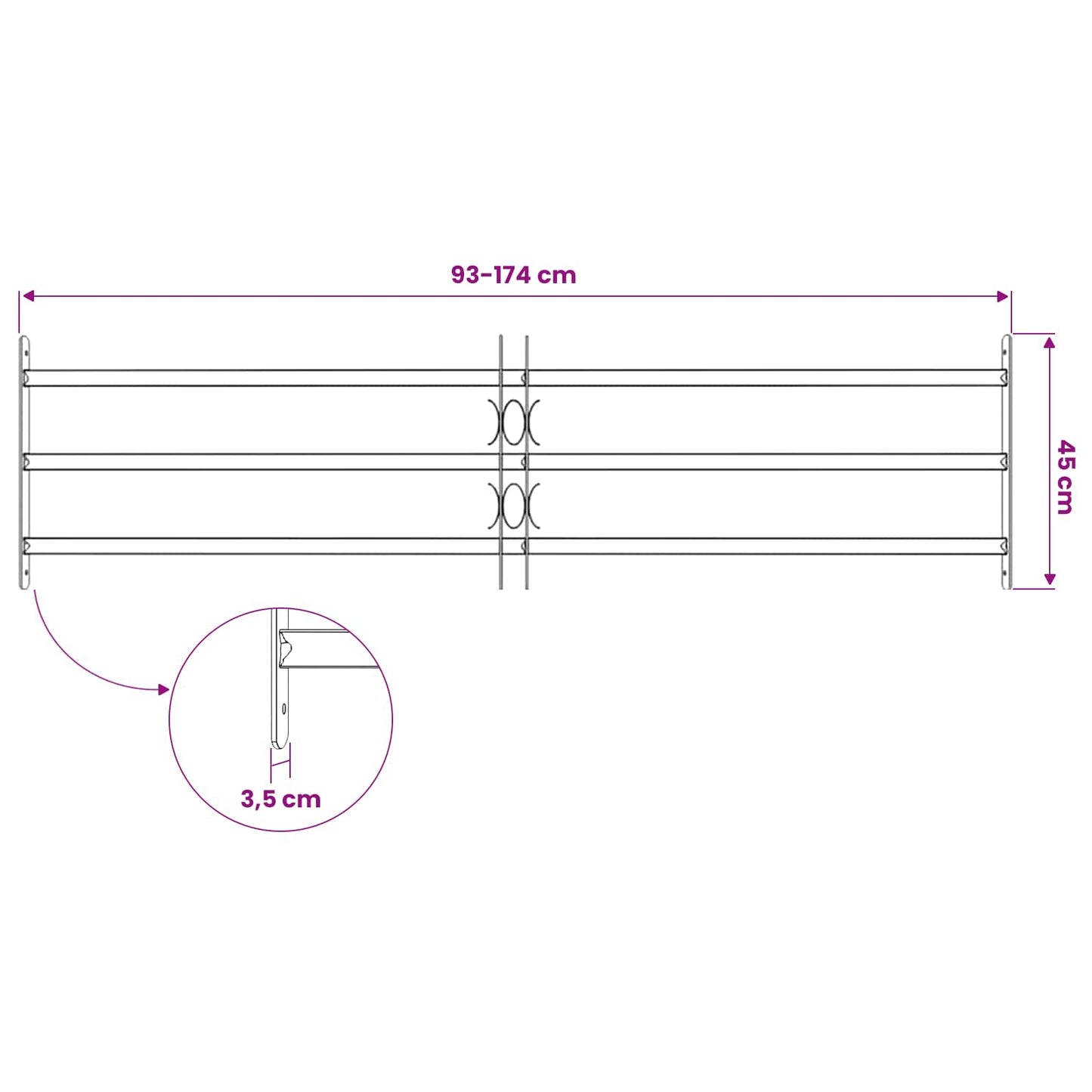 Griglia di Sicurezza per Finestra con 3 Traversine 3 pcs | homemem39
