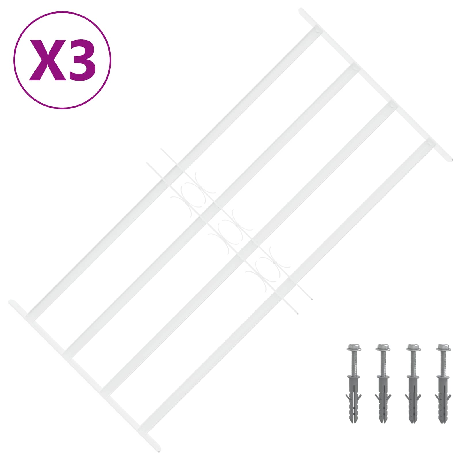 Griglia di sicurezza per finestre con 4 barre trasversali 3 pcs | homemem39