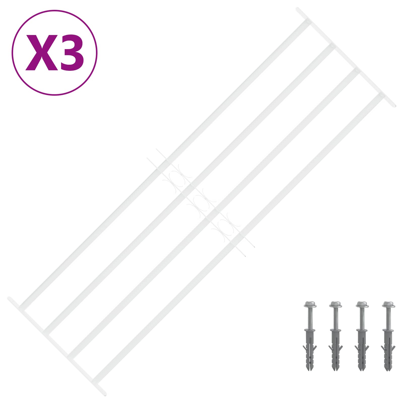 Griglia di sicurezza per finestre con 4 barre trasversali 3 pcs | homemem39