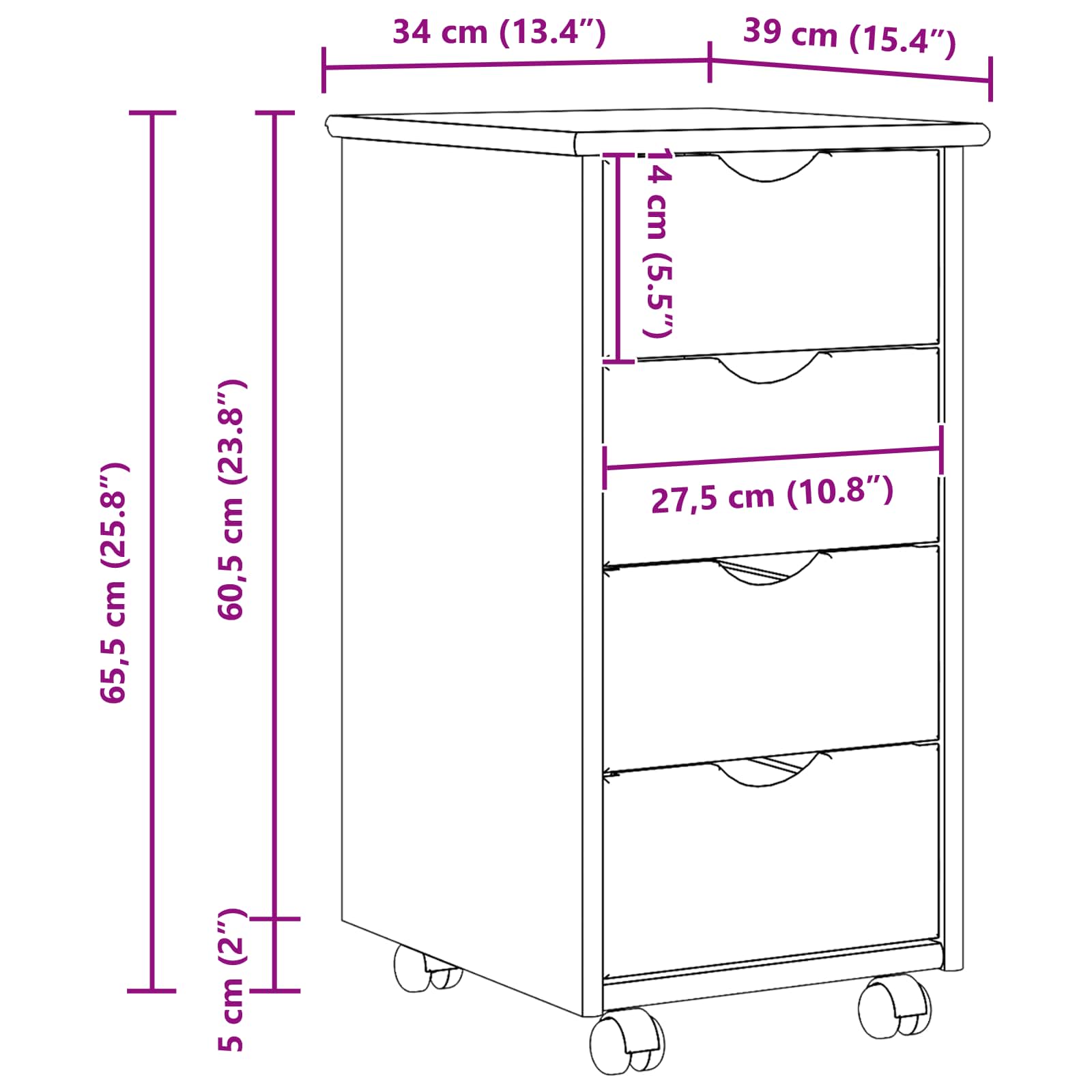 Mobile con Ruote con ruota Marrone 65,5 x 34 x 39 cm | homemem39