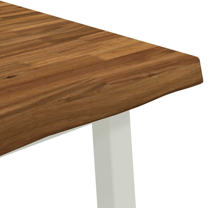 60 x 55 x 75 cm Legno di Acacia Massello Naturale e Bianco | homemem39