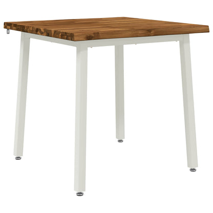 80 x 80 x 75 cm Legno di Acacia Massello Naturale e Bianco | homemem39