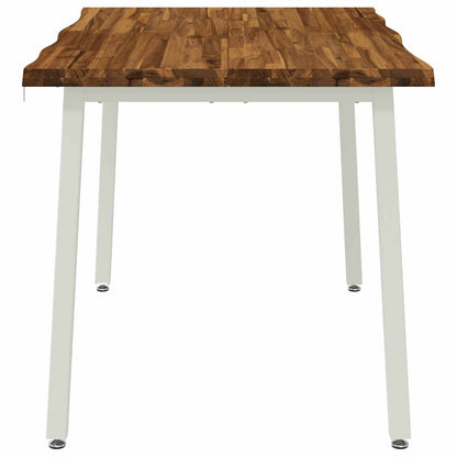 120 x 80 x 75 cm Legno di Acacia Massello Naturale e Bianco