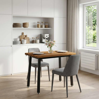 110 x 55 x 75 cm Legno di Acacia Massello Naturale e Nero