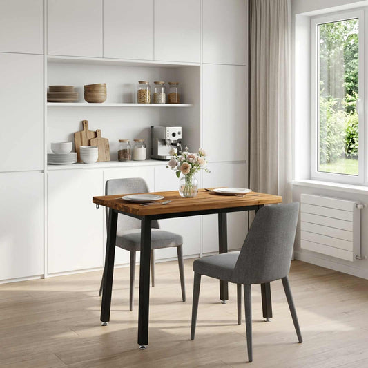 110 x 55 x 75 cm Legno di Acacia Massello Naturale e Nero