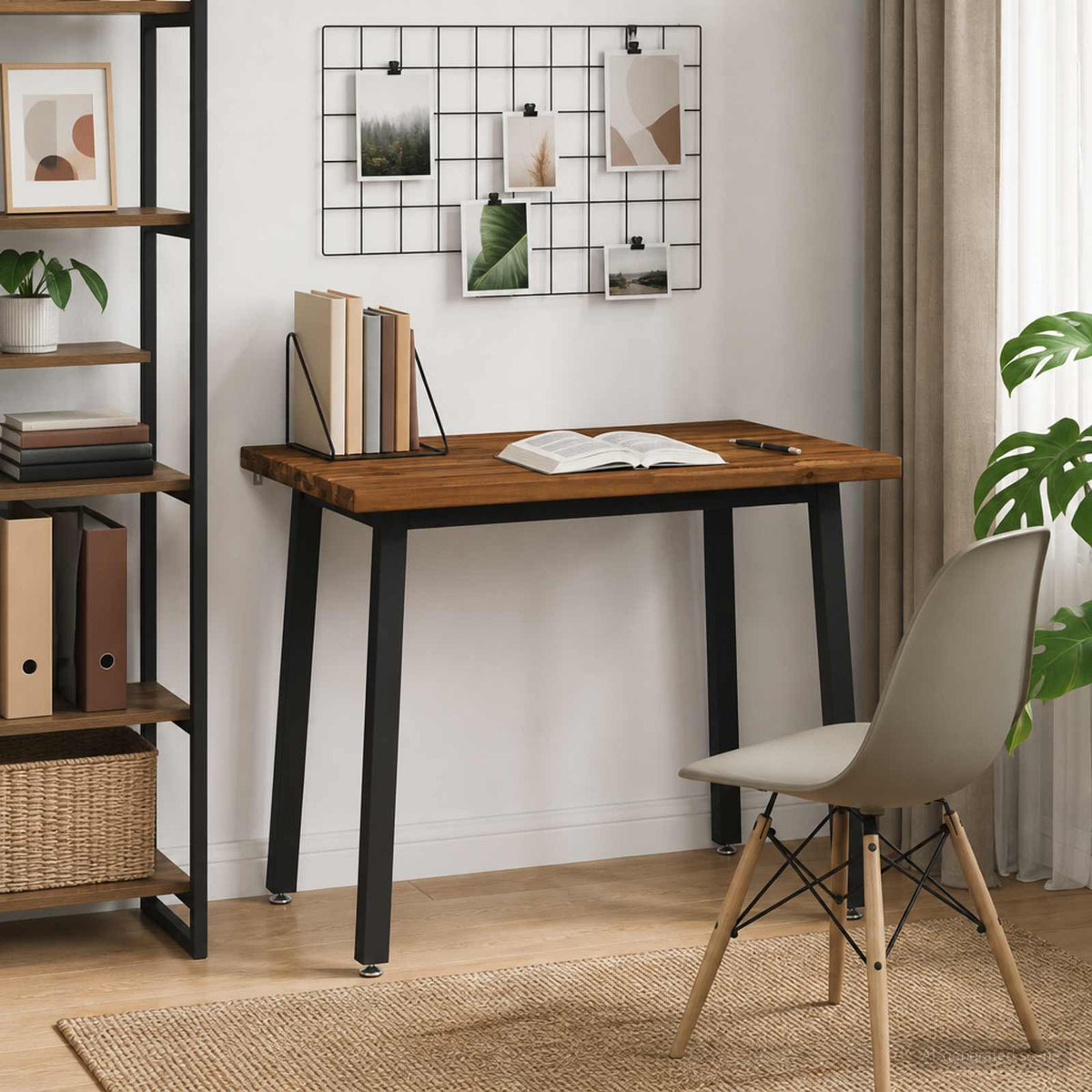 110 x 55 x 75 cm Legno di Acacia Massello Naturale e Nero